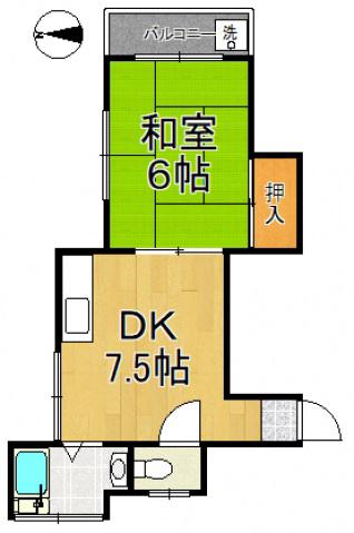 第5ユタカハイツ(1DK/2階)の間取り写真