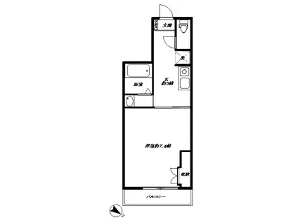 フラッツ南麻布(1K/2階)の間取り写真