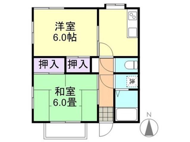 グローバル沖新町(2K/2階)の間取り写真