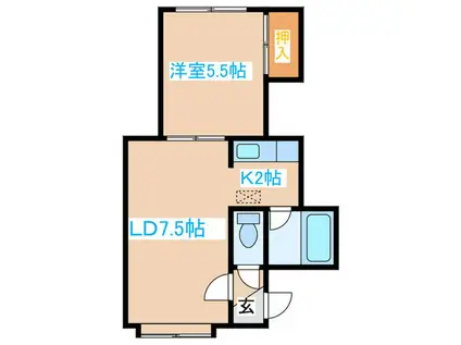 グランデールNOW(1LDK/2階)の間取り写真