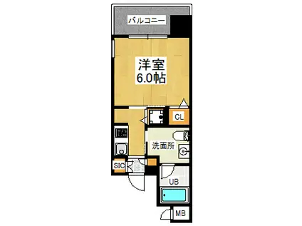 アリエ大阪城北(1K/3階)の間取り写真