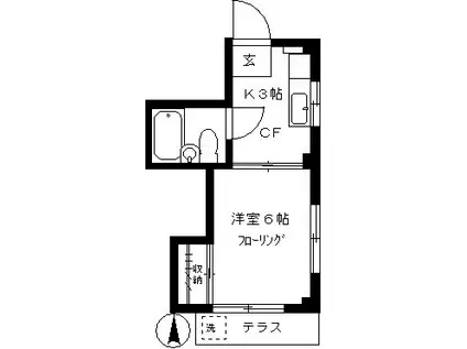 ハシビック狛江(1K/1階)の間取り写真