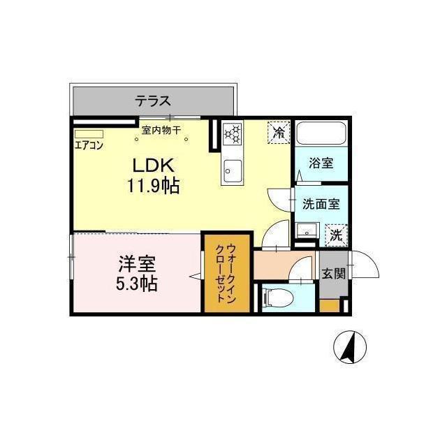 PALAST(1LDK/3階)の間取り写真