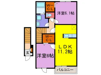 サンリット福崎I・II(2LDK/1階)の間取り写真