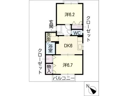 フォーレス羽塚A(2DK/1階)の間取り写真