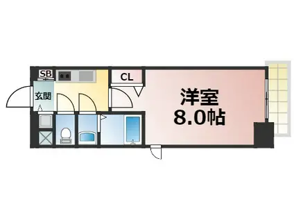 レジュールアッシュ天王寺堂ヶ芝(1K/2階)の間取り写真
