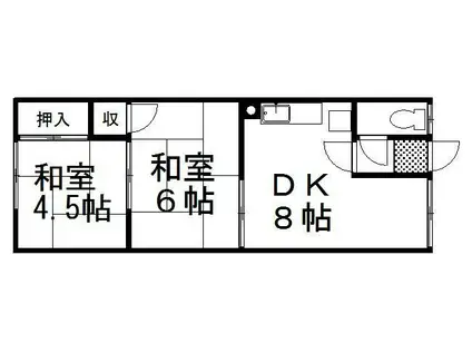 中村ハイツA(2DK/2階)の間取り写真
