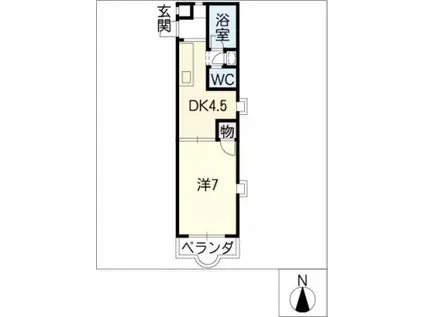 レジデンスゆたか(1DK/2階)の間取り写真