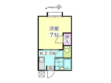 ディアコートB(1K/2階)の間取り写真