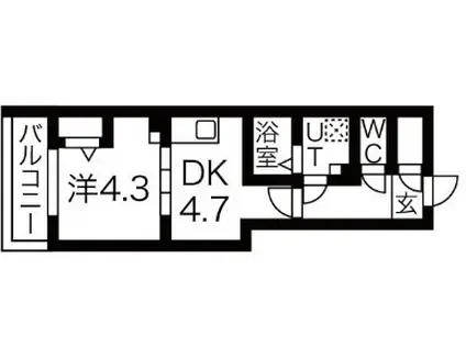 ルネサンスコート祐天寺(1DK/4階)の間取り写真