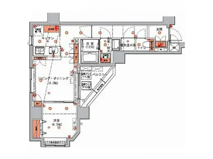 ハーモニーレジデンス東京イーストコア♯005(1LDK/9階)の間取り写真