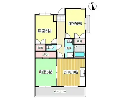 オーヂ八幡東(3DK/1階)の間取り写真