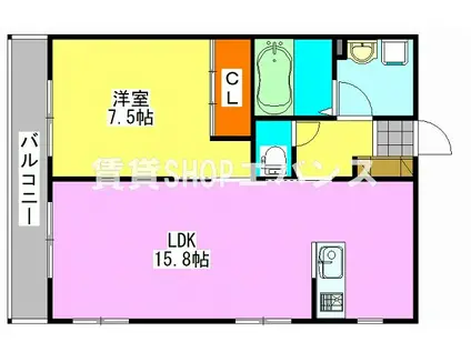 メゾン志麻(1LDK/3階)の間取り写真