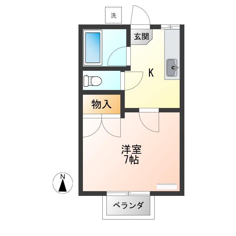 グリーンハイツ陽向台(1K/1階)の間取り写真
