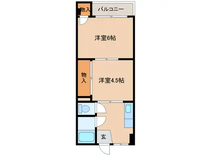 向川原土井マンション(2K/2階)の間取り写真