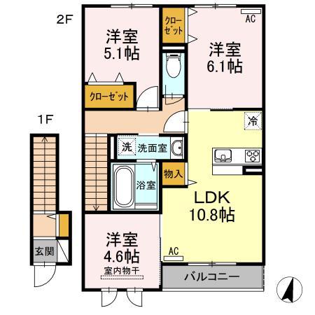 クレール(3LDK/2階)の間取り写真