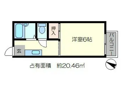 ハイツ詩仙院(1K/1階)の間取り写真
