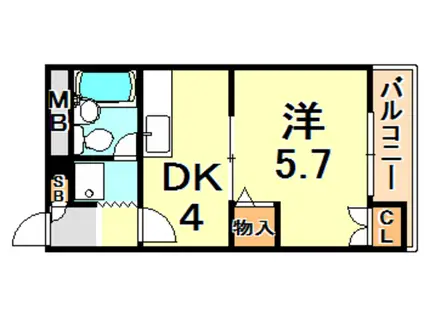 クレスタ舞子(1DK/3階)の間取り写真