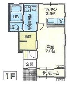 BACCHUS(1SK/1階)の間取り写真