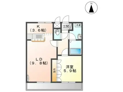 SARANイースト(1LDK/2階)の間取り写真