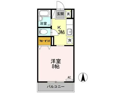 コーポブルースカイ(1K/1階)の間取り写真