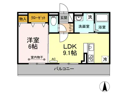 サンティエオジマ(1LDK/2階)の間取り写真