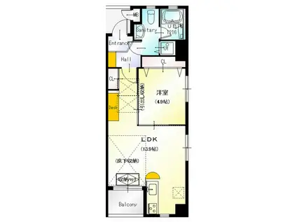 アザレアコート(1LDK/6階)の間取り写真