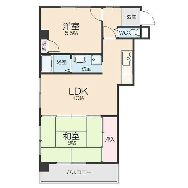 向が丘ハイツ(2LDK/5階)の間取り写真