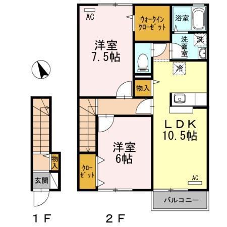 グレイススクエア新涯5A棟(2LDK/2階)の間取り写真