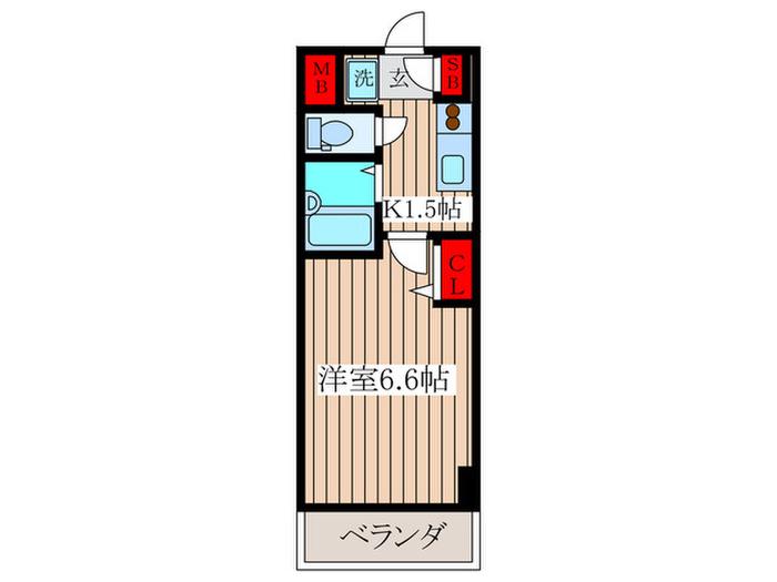 グローバン板橋(1K/4階)の間取り写真