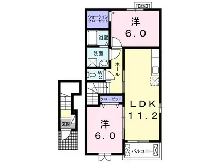 グラン・フォーレB(2LDK/2階)の間取り写真