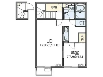 近鉄大阪線 河内山本駅 徒歩20分 2階建 築15年(1LDK/2階)の間取り写真