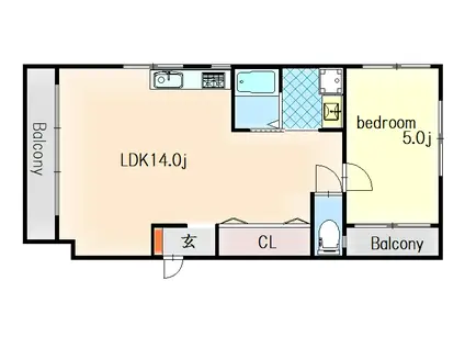 吉田マンション(1LDK/4階)の間取り写真