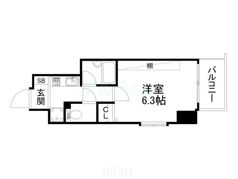 ベラジオ四条堀川(1K/6階)の間取り写真