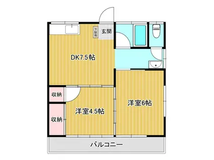 工藤アパートB棟(2DK/2階)の間取り写真