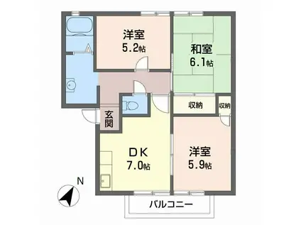 フレグランス アンナイ(3DK/2階)の間取り写真