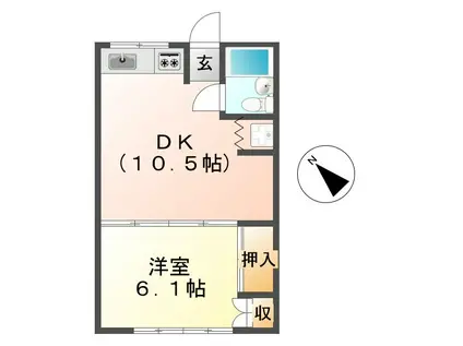 サクラハイツ中込(1DK/1階)の間取り写真