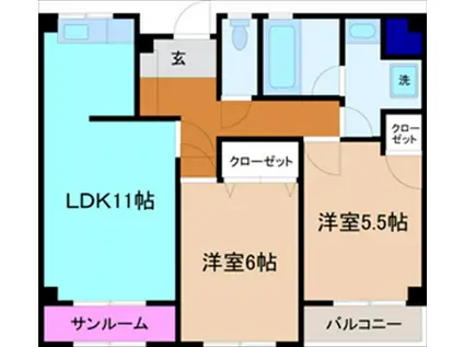 ヴァンドール(2LDK/1階)の間取り写真