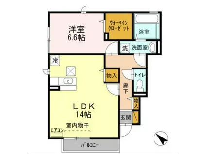 ラヴェスト・コートB(1LDK/1階)の間取り写真