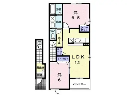 ラルジュグリーンD(2LDK/2階)の間取り写真