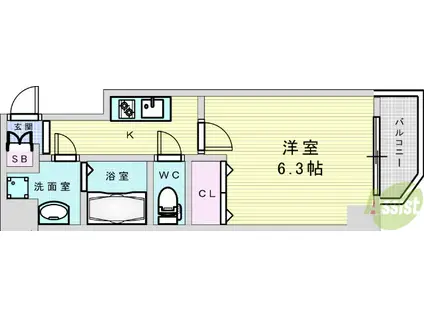 ウインズコート新大阪2(1K/10階)の間取り写真