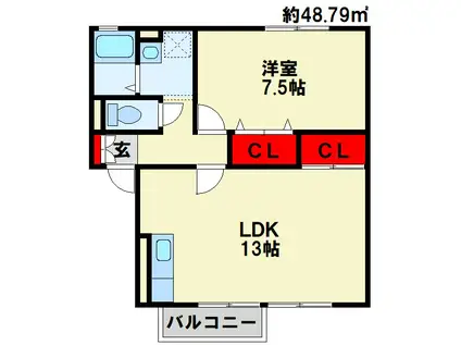 セジュール太賀(1LDK/2階)の間取り写真