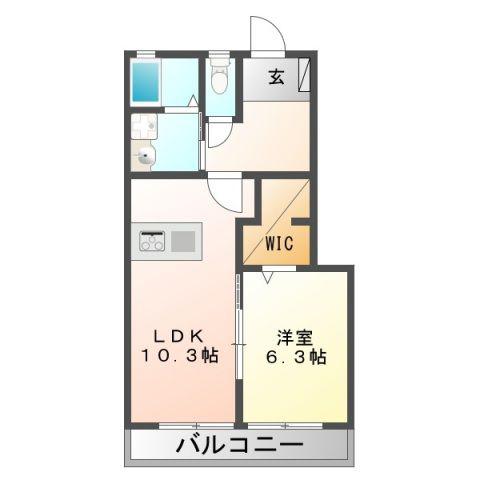 アルソーレA(1LDK/1階)の間取り写真