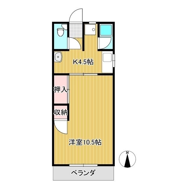 カレント弥生1(1DK/2階)の間取り写真