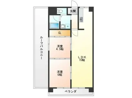 メゾンドール高針(2LDK/4階)の間取り写真