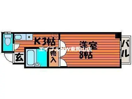 YSハイツ21原尾島(1K/1階)の間取り写真