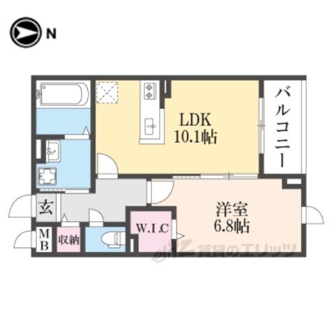 アーバンコート堀川西(1LDK/4階)の間取り写真