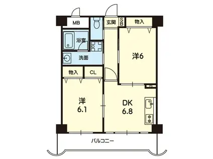 サンセゾンVI(2DK/4階)の間取り写真