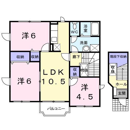 ラフィネ・メゾン・チセ(3LDK/2階)の間取り写真