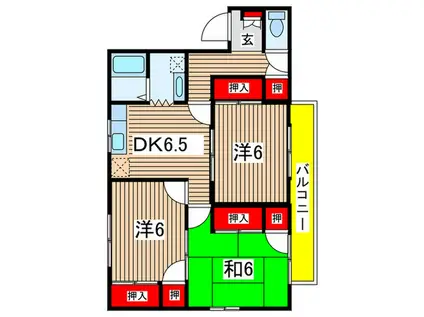 コーポ関本B(3DK/2階)の間取り写真